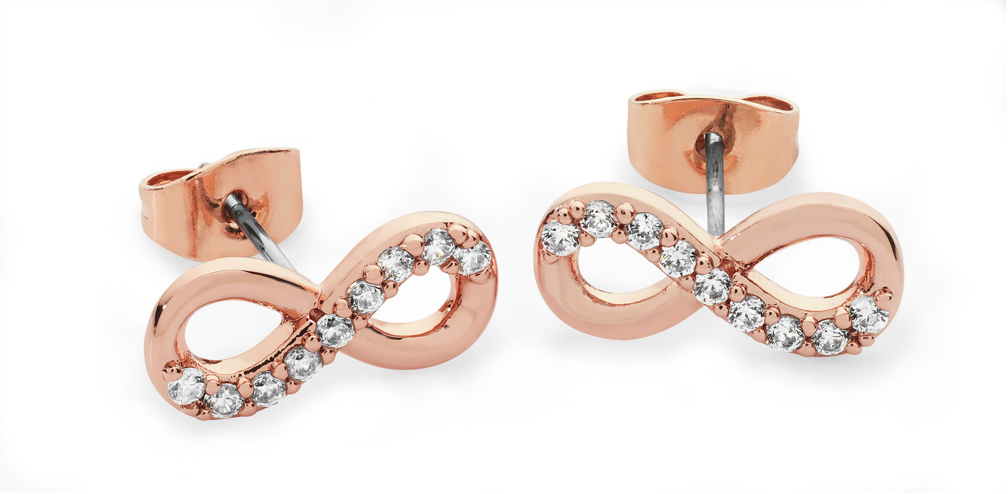 Tipperary Crystal Part Stone Set Infinity Rose Gold Earring