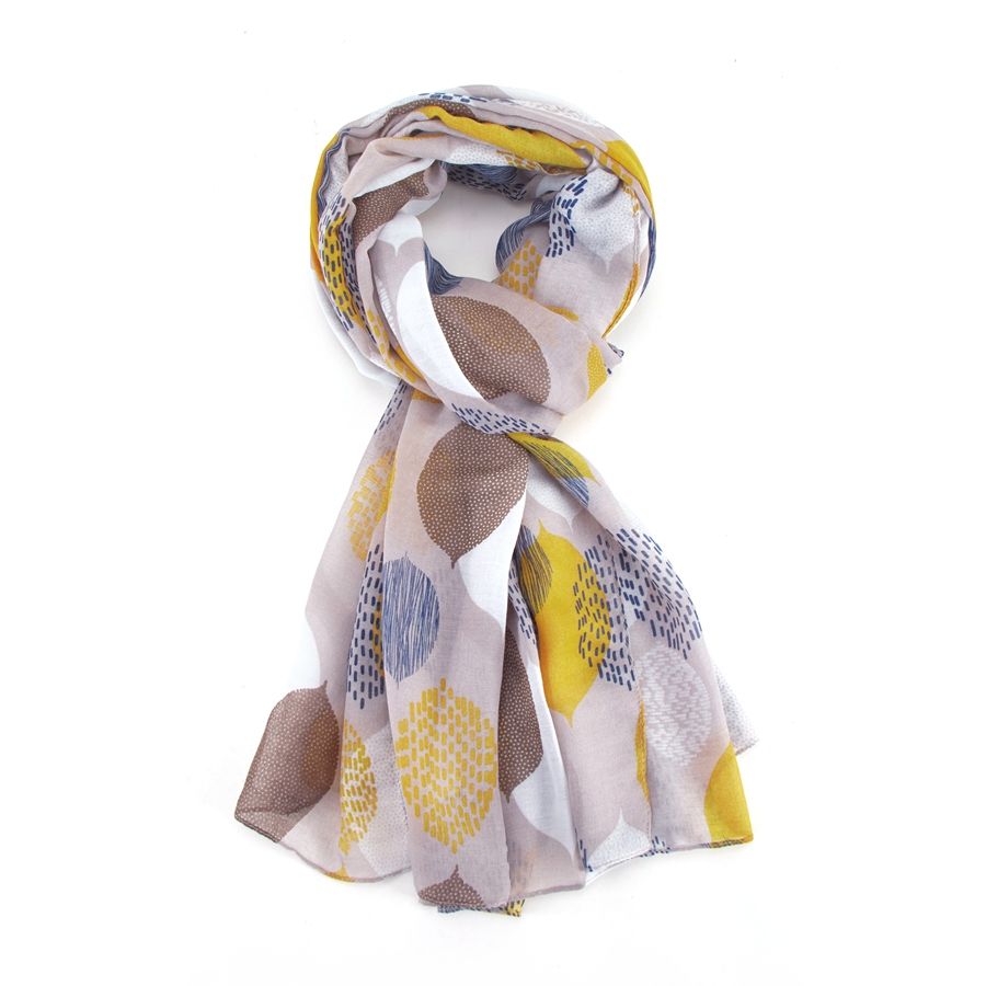 Pure Accessories Scarf Leaves-Grey