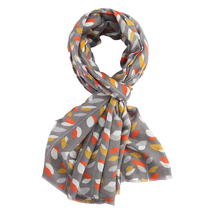Pure Accessories Scarf Leaves-Grey