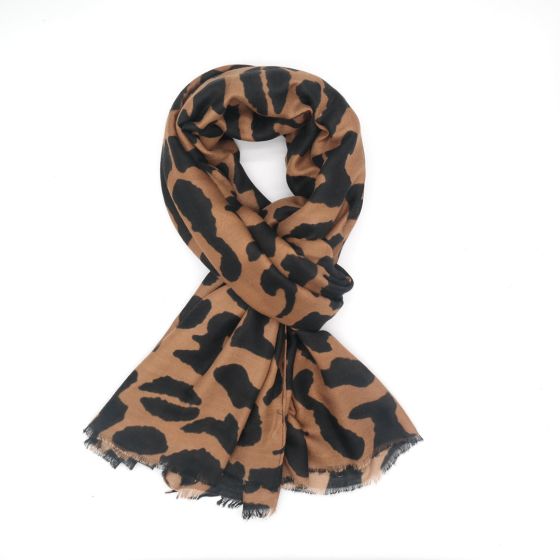 Pure Accessories Scarf Animal Print-Beige