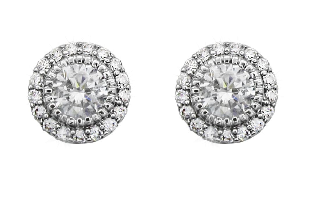 Tipperary Crystal Pave Surround Earrings Silver