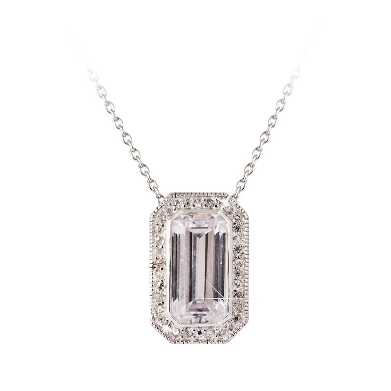 Tipperary Crystal Silver Emerald Cut Pendant