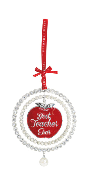 Tipperary Crystal Pearl Best Teacher Ever Decoration