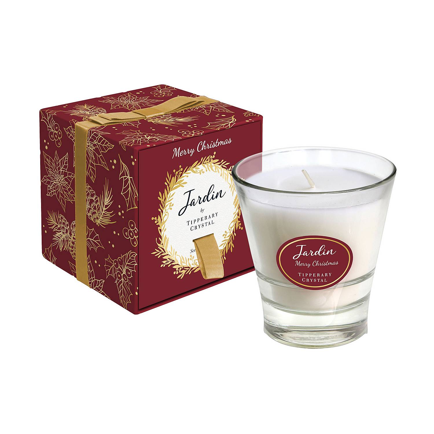Tipperary Crystal Jardin Merry Christmas Candle 300g
