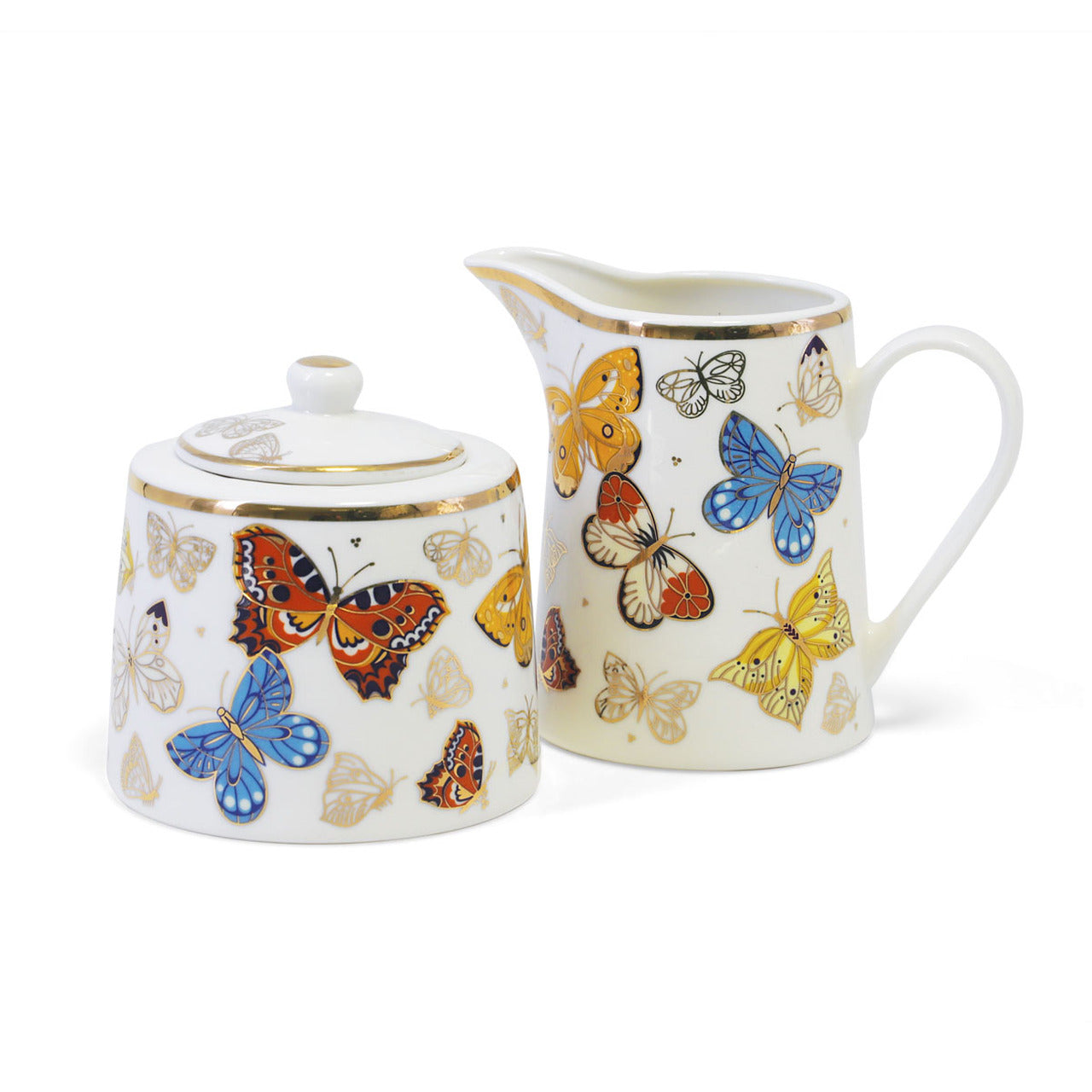 Tipperary Crystal Butterfly Milk & Sugar bowl