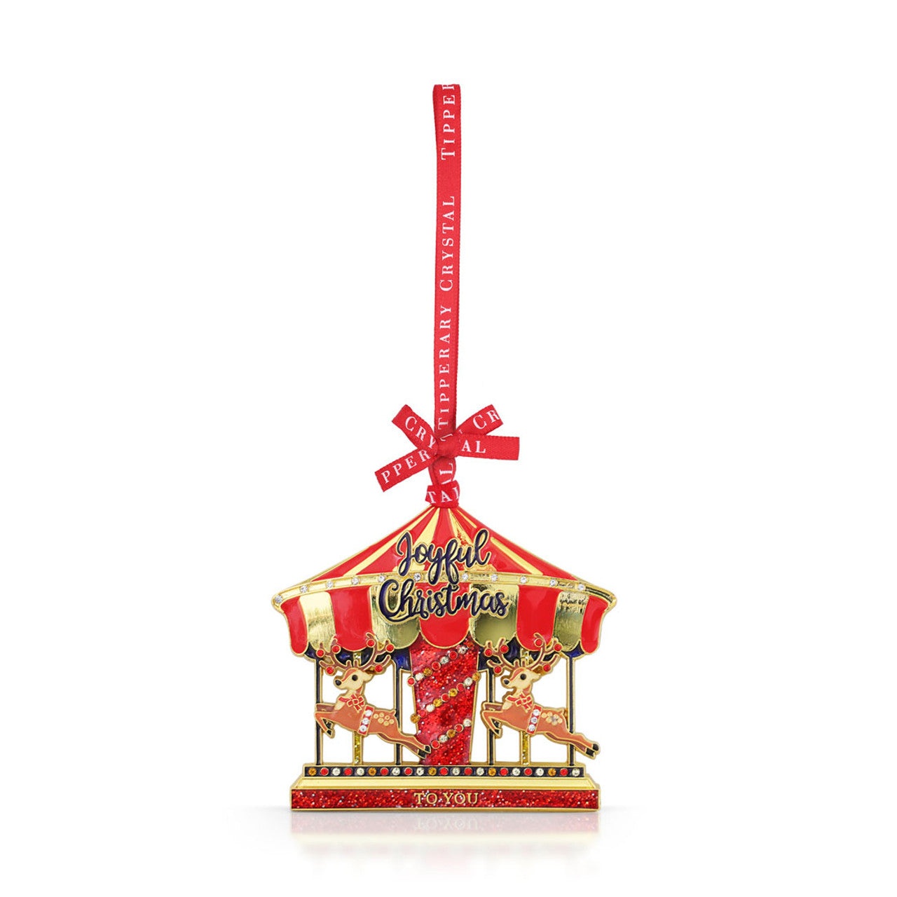 Tipperary Crystal Sparkle Reindeer Carousel Christmas Decoration