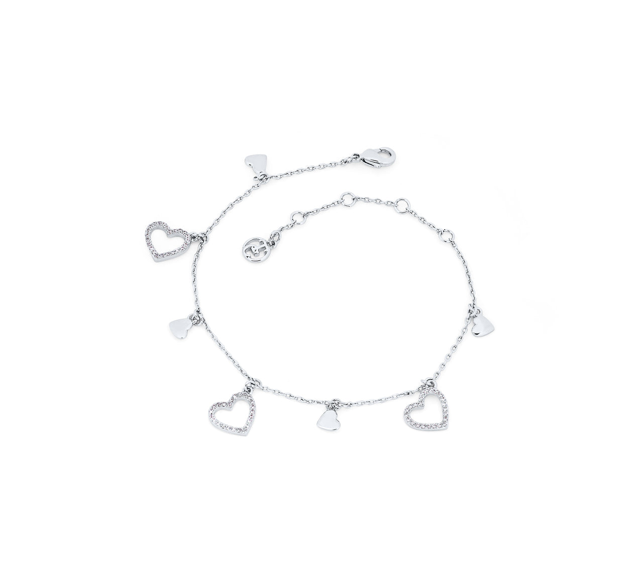 Tipperary Crystal Heart Icons Bracelet-Silver