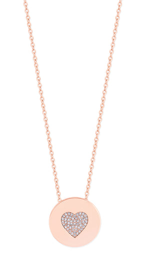 Tipperary Crystal Heart Pave Coin Pendant-Rose Gold