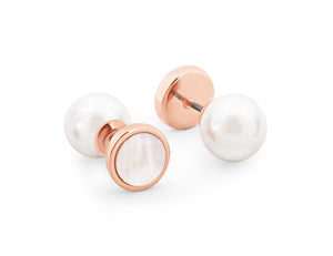 Tipperary Crystal Pearl Moon Earrings-Rose Gold