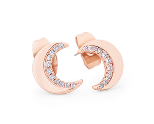 Tipperary Crystal Half Moon Stud Earrings-Rose Gold