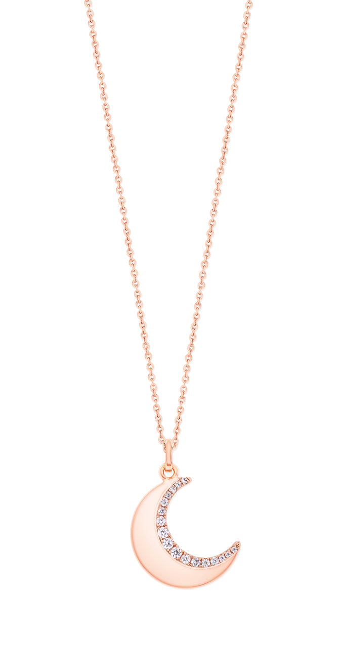 Tipperary Crystal Half Moon Pendant-Rose Gold