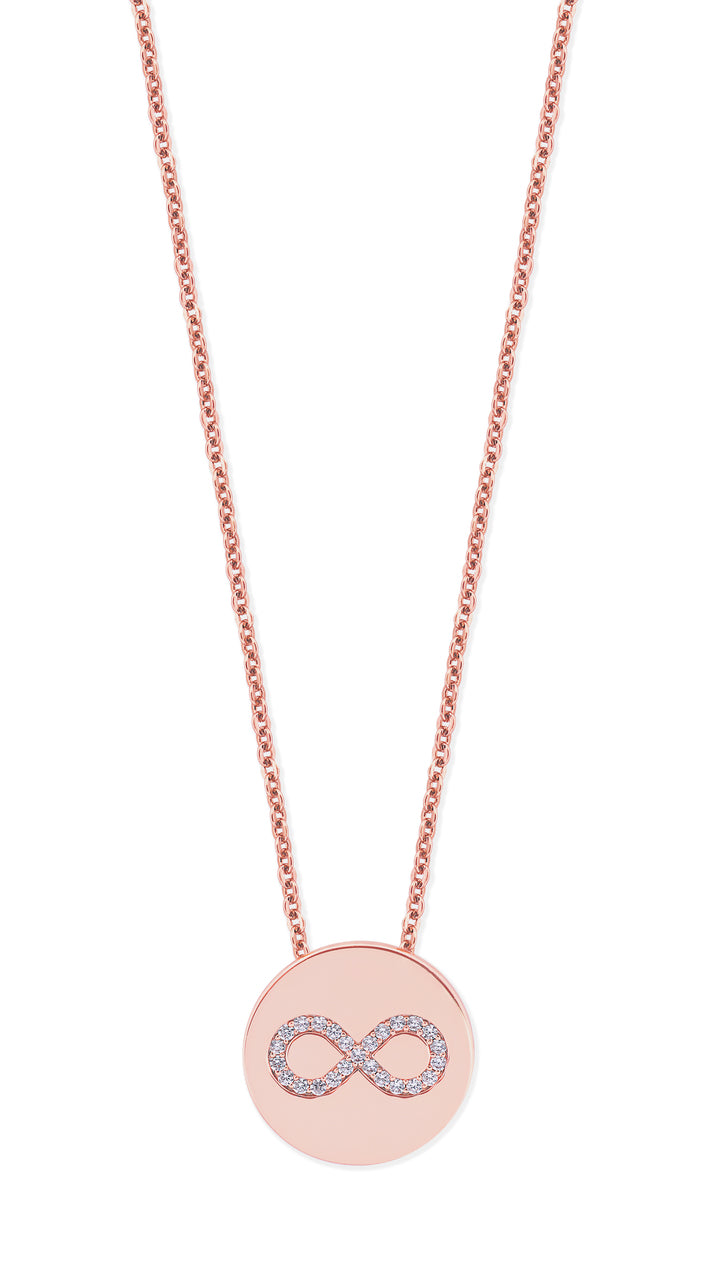 Tipperary Crystal Infinity Coin Pendant-Rose Gold