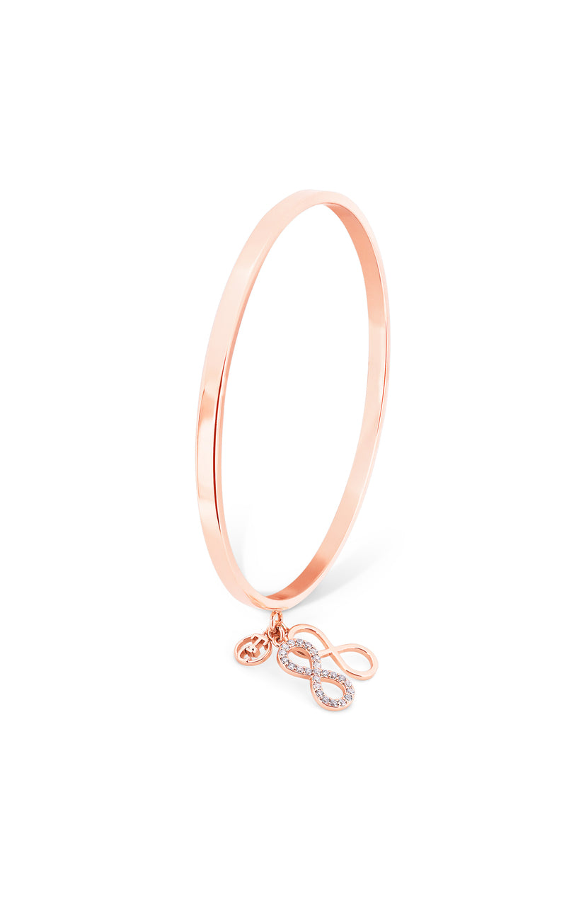 Tipperary Crystal Infinity Bangle with Charms-Rose Gold