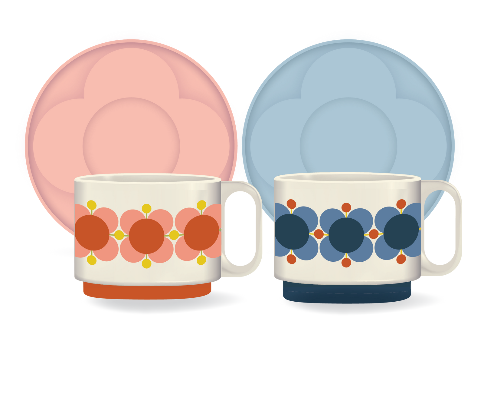 Orla Kiely Atomic Flower Set Of 2 Cappuccino and Saucer