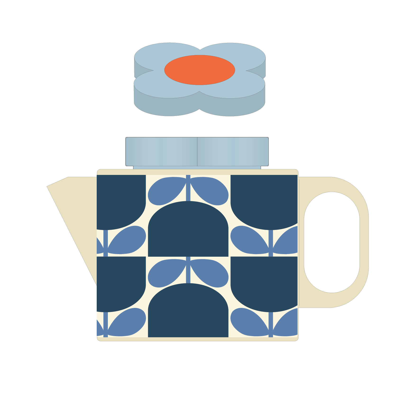 Orla Kiely Block Flower Navy Teapot
