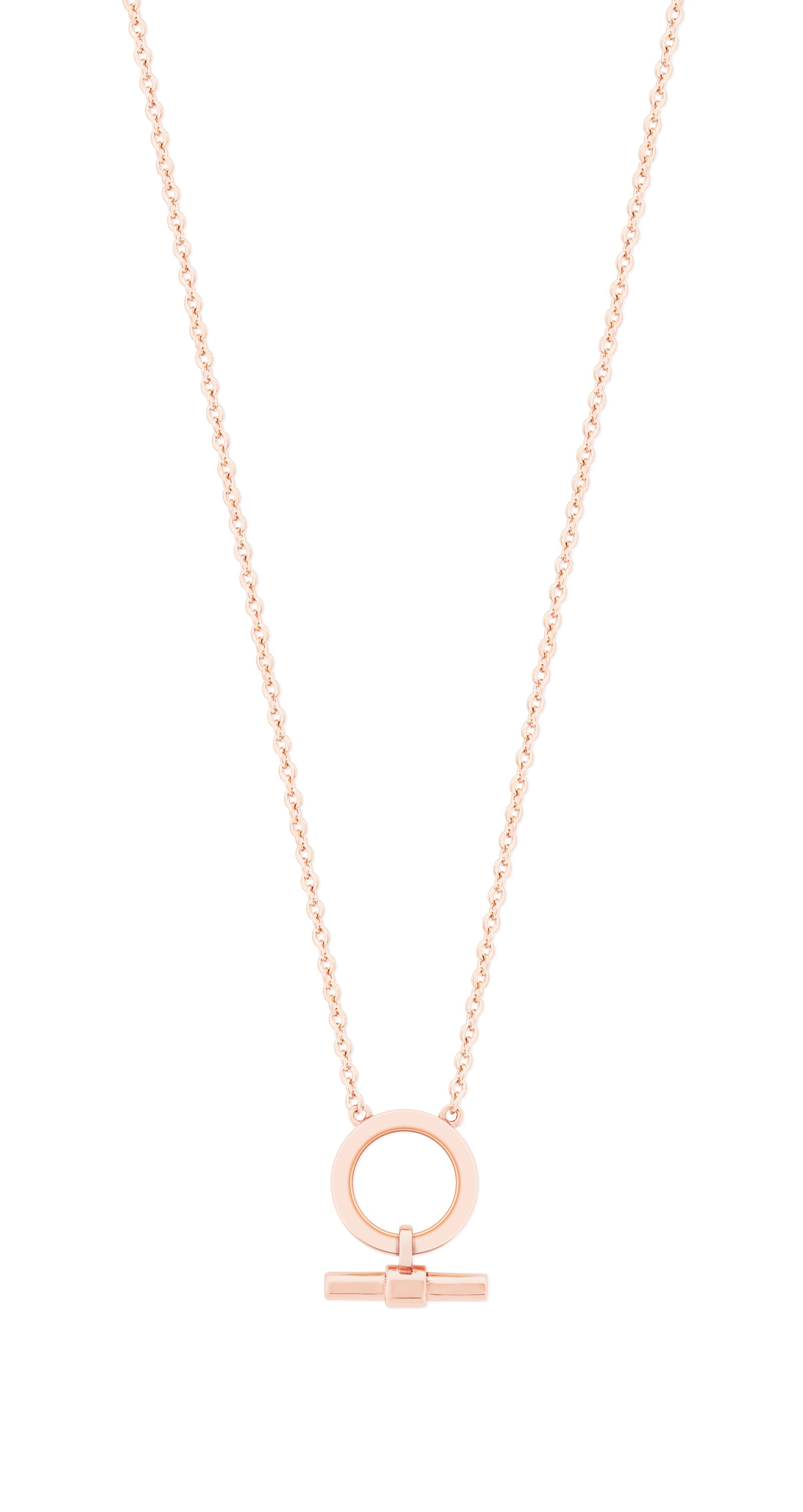 Tipperary Crystal T-Bar Circle-Bar Pendant Rose Gold