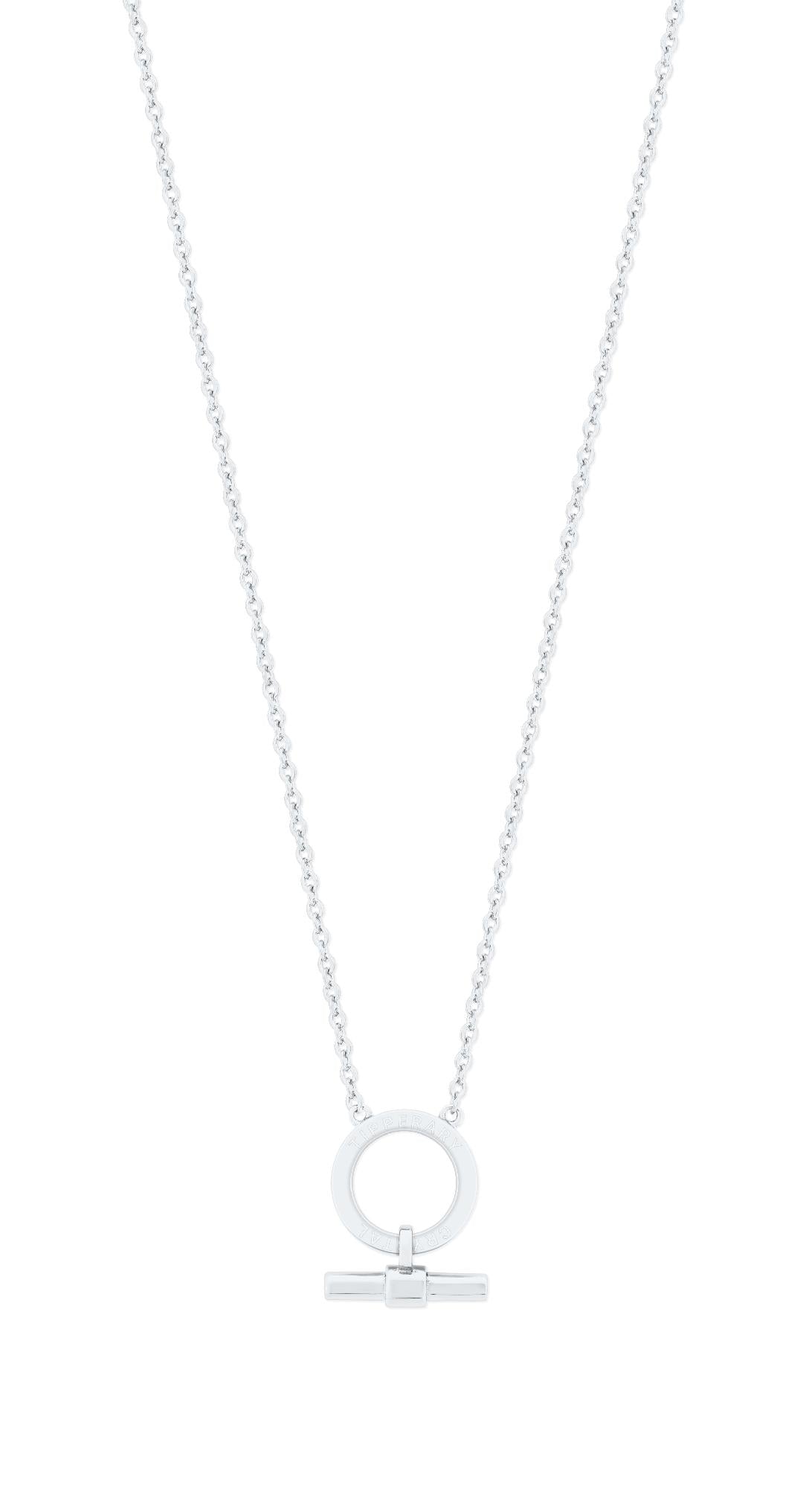 Tipperary Crystal T-Bar Circle-Bar Pendant Silver