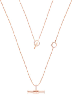 Tipperary Crystal T-Bar Toggle Pendant Rose Gold