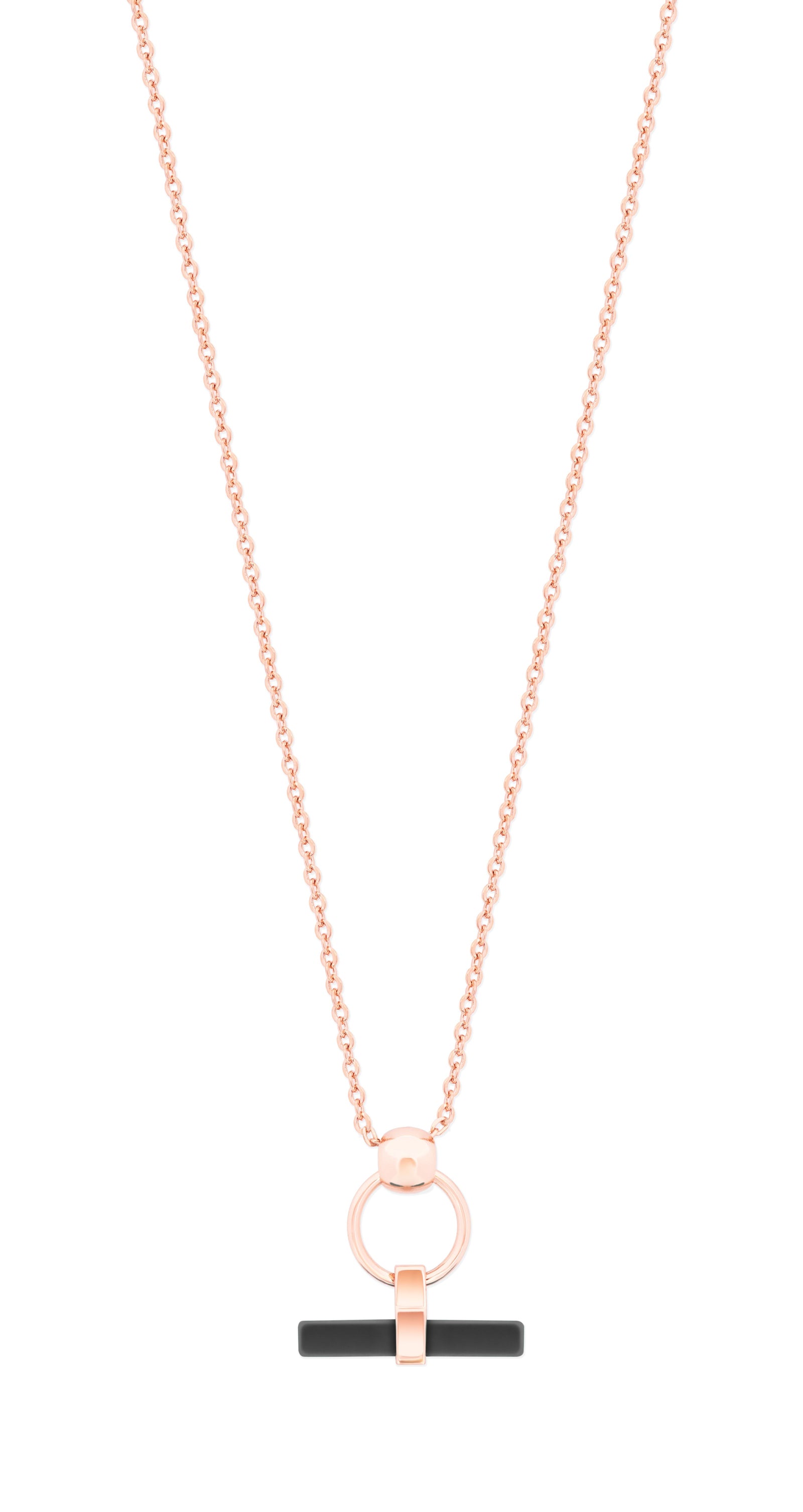 Tipperary Crystal T-Bar Black Bar & Circle Pendant Rose Gold