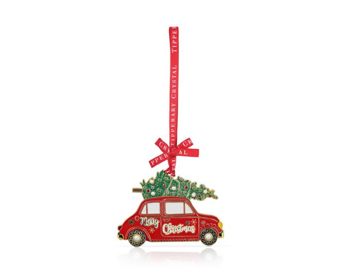 Tipperary Crystal Sparkle Car with Christmas Tree Decoration