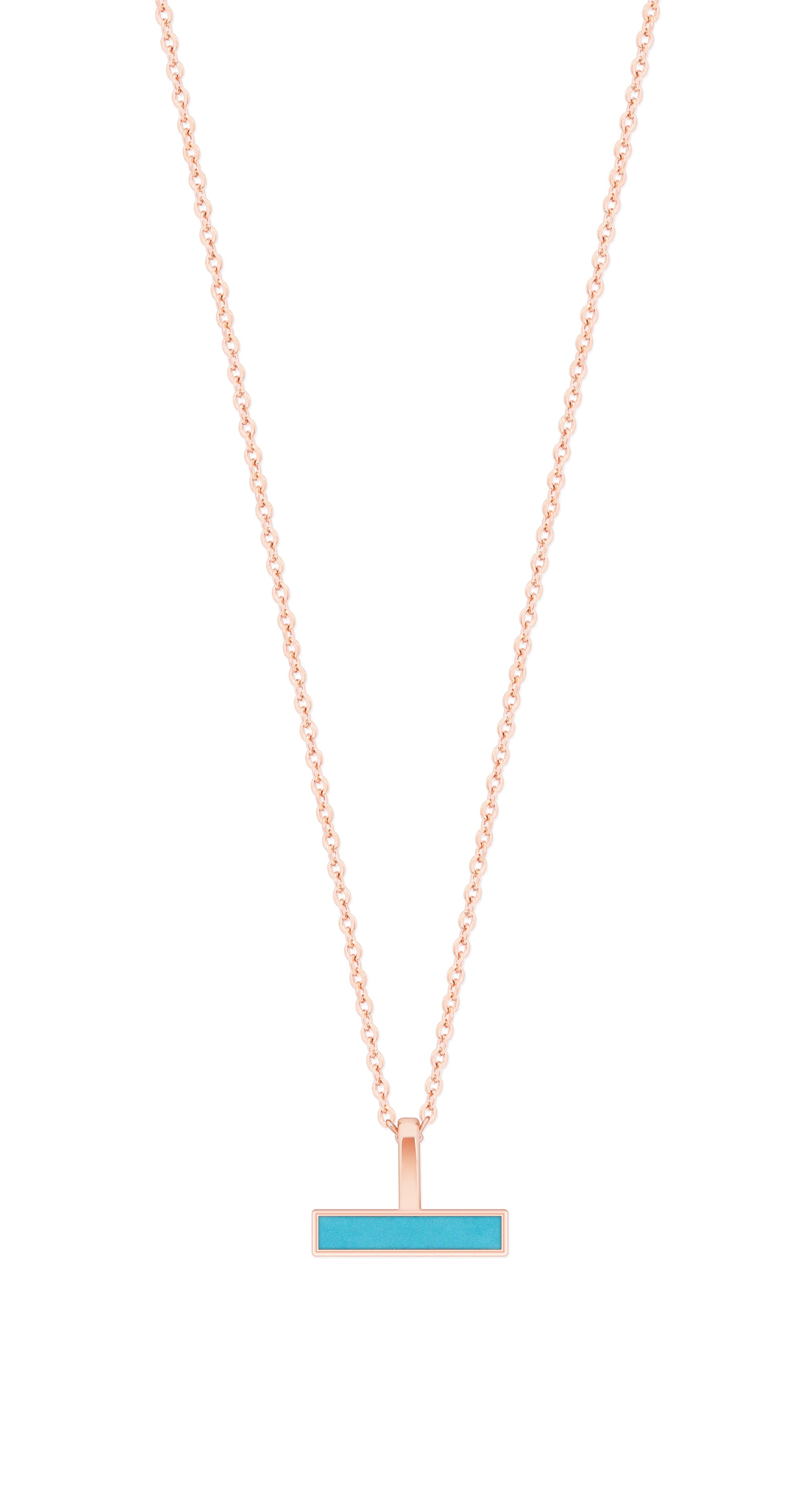 Tipperary Crystal T-Bar Turquoise Bar Pendant Rose Gold
