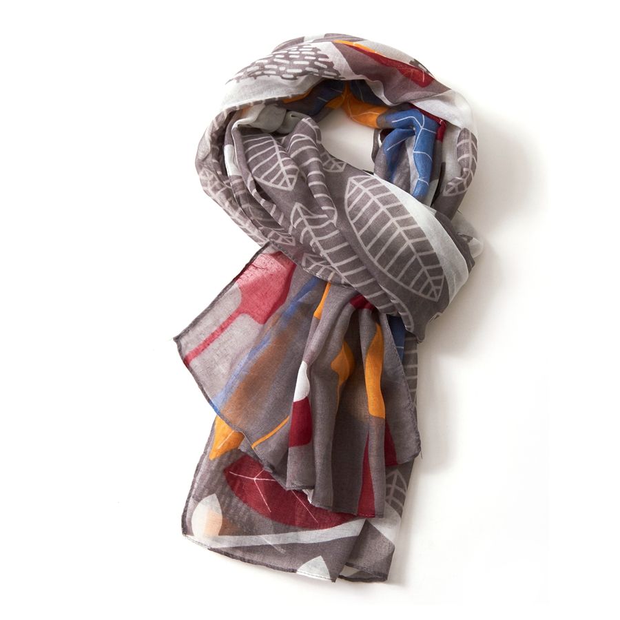 Pure Accessories Scarf Scandi Trees-Grey