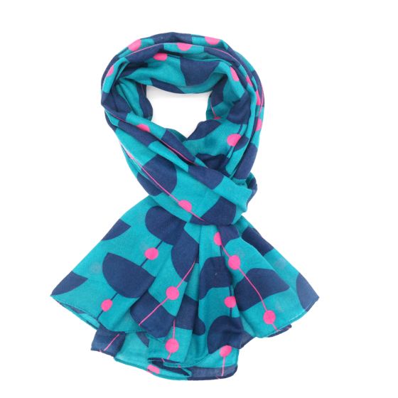 Pure Accessories Retro Shapes Scarf-Teal