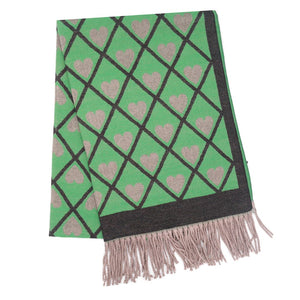 Pure Accessories Hearts Scarf-Green