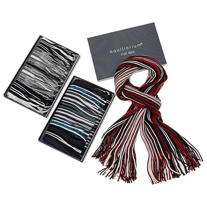 Equilibrium for Men Narrow Stripe Scarf-Navy