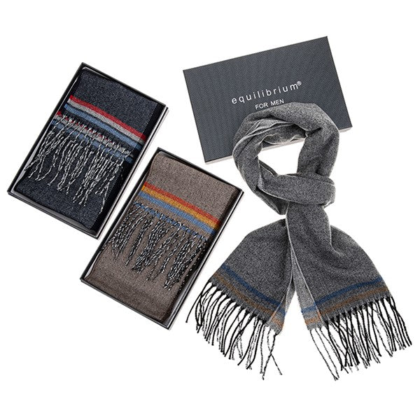 Equilibrium for Men 3 Stripe Scarf-Navy