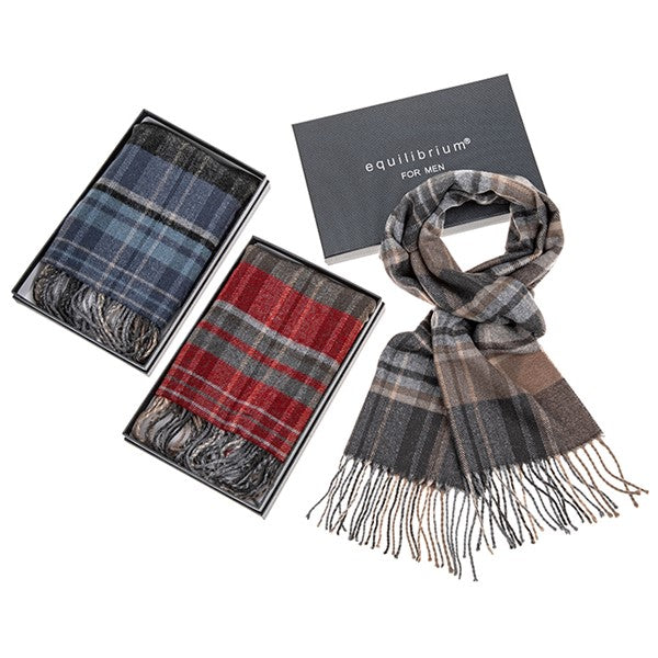 Equilibrium For Men Checked Scarf-Blue