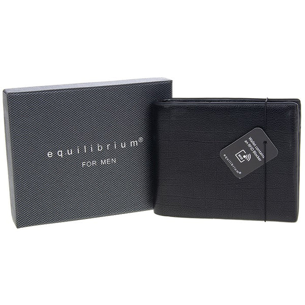 Equilibrium For Men Black Leather Wallet - The Design Gallery Drogheda