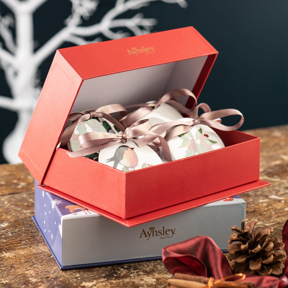 Aynsley Robin and Holly Hanging Ornaments-Set of 4
