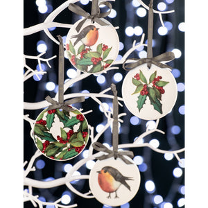 Aynsley Robin and Holly Hanging Ornaments-Set of 4