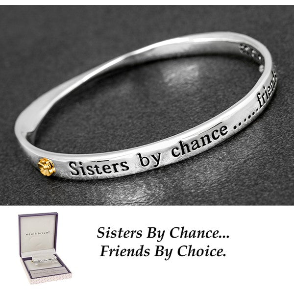 Equilibrium Silver Plated 2 Tone Bangle Sister