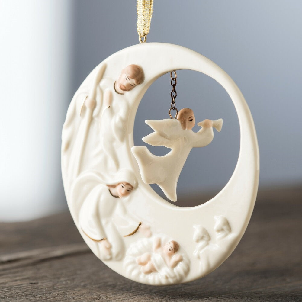 Belleek Living Nativity Angel Hanging Decoration