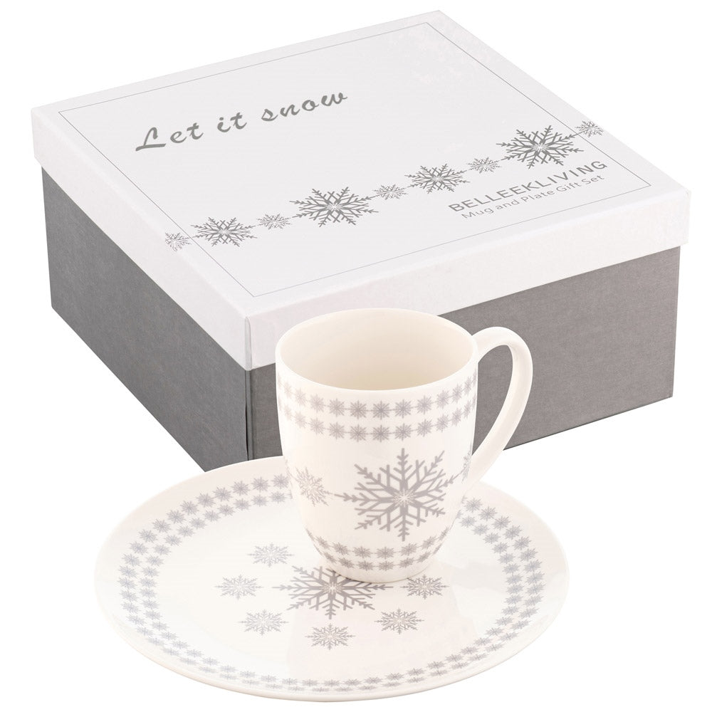Belleek Living Let it Snow Mug & Plate set