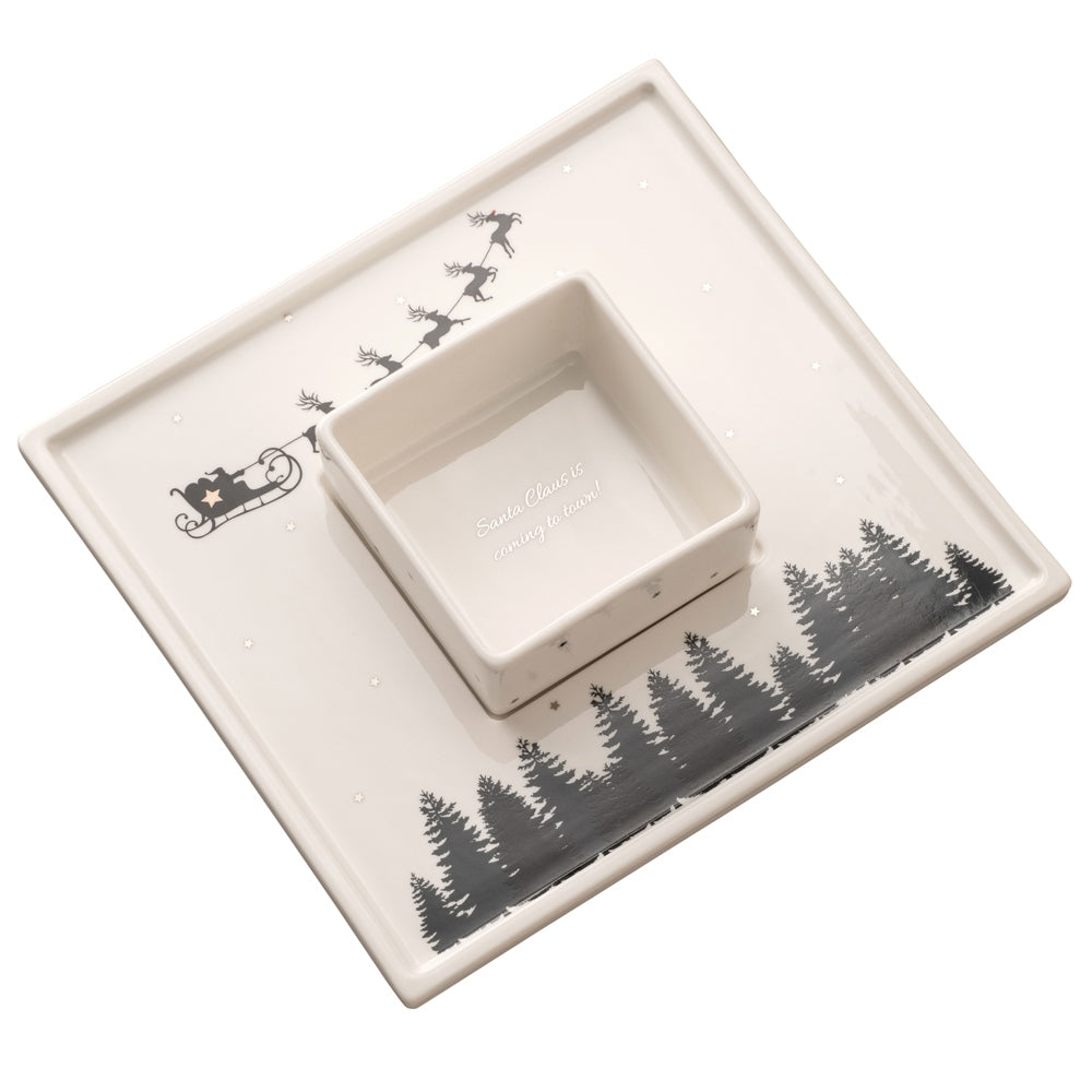 Belleek Living Santa Claus Chip and Dip Set