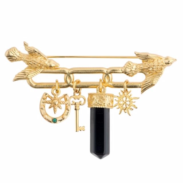 Newbridge Silverware Amy Huberman Gold Plated Brooch With Birds And Charm