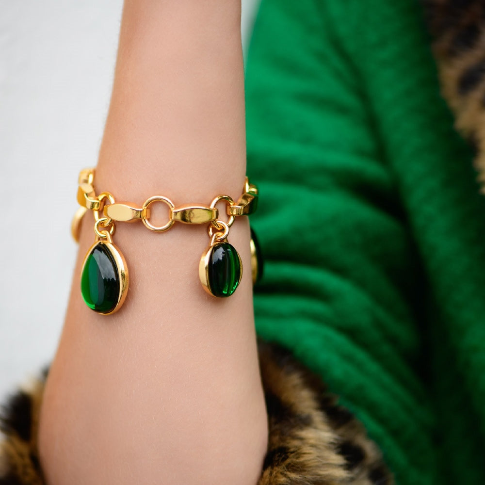 Newbridge Silverware Green Cabochon Bracelet