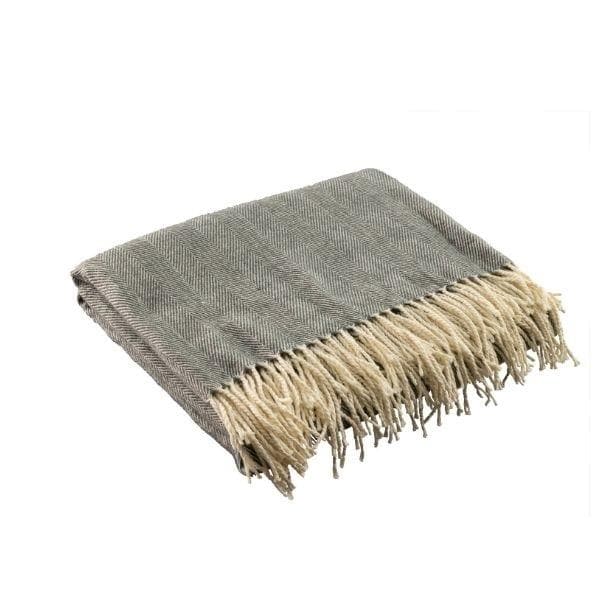 Galway Crysta Grey Herringbone Throw 150cm X 190 cm