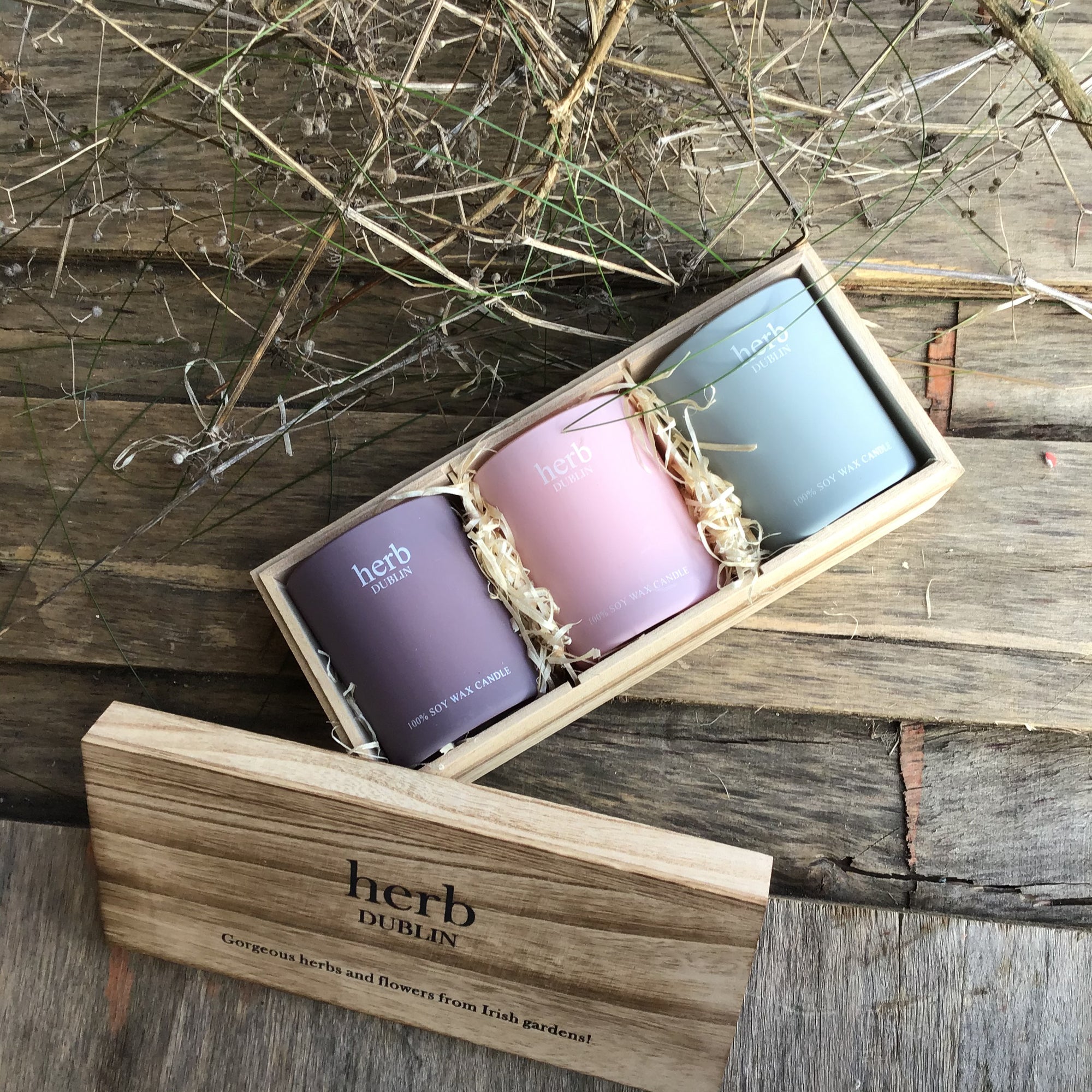 Herb Dublin Trio Candle Gift Set-Lavender ,Rhubarb and Sea Salt