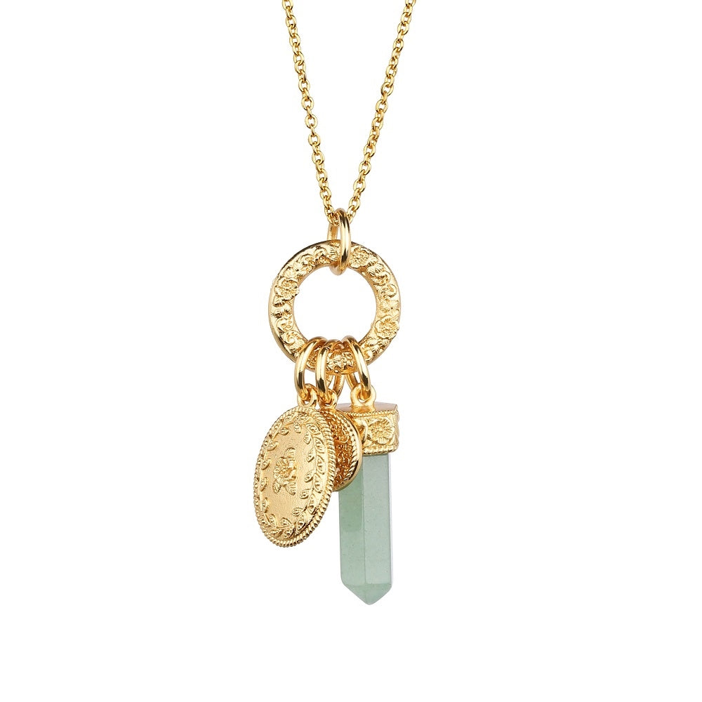 Newbridge Silverware Amy Huberman Gold Plated Pendant with Green Aventurine Charm