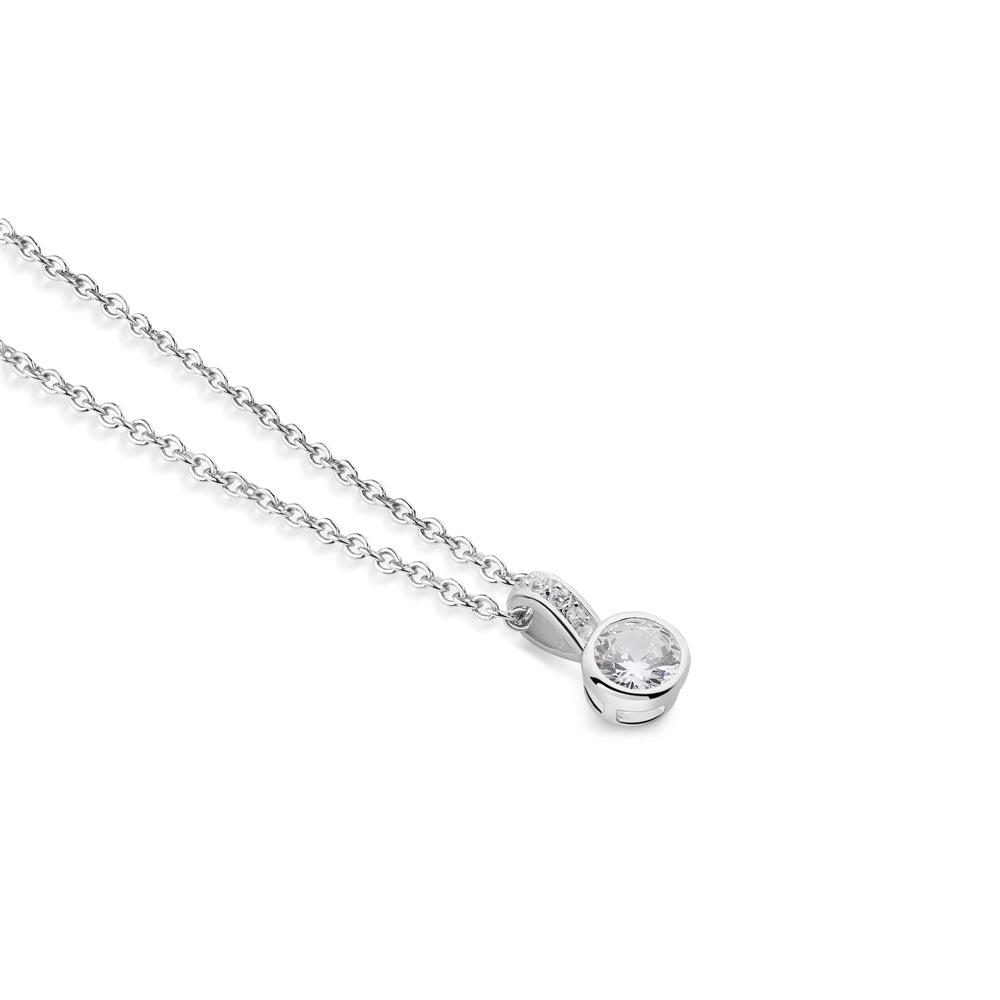 Newbridge Silverware Drop Pendant With Clear Stone