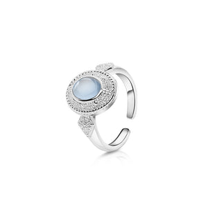 Newbridge Silverware Ornate Ring With Light Blue Stones
