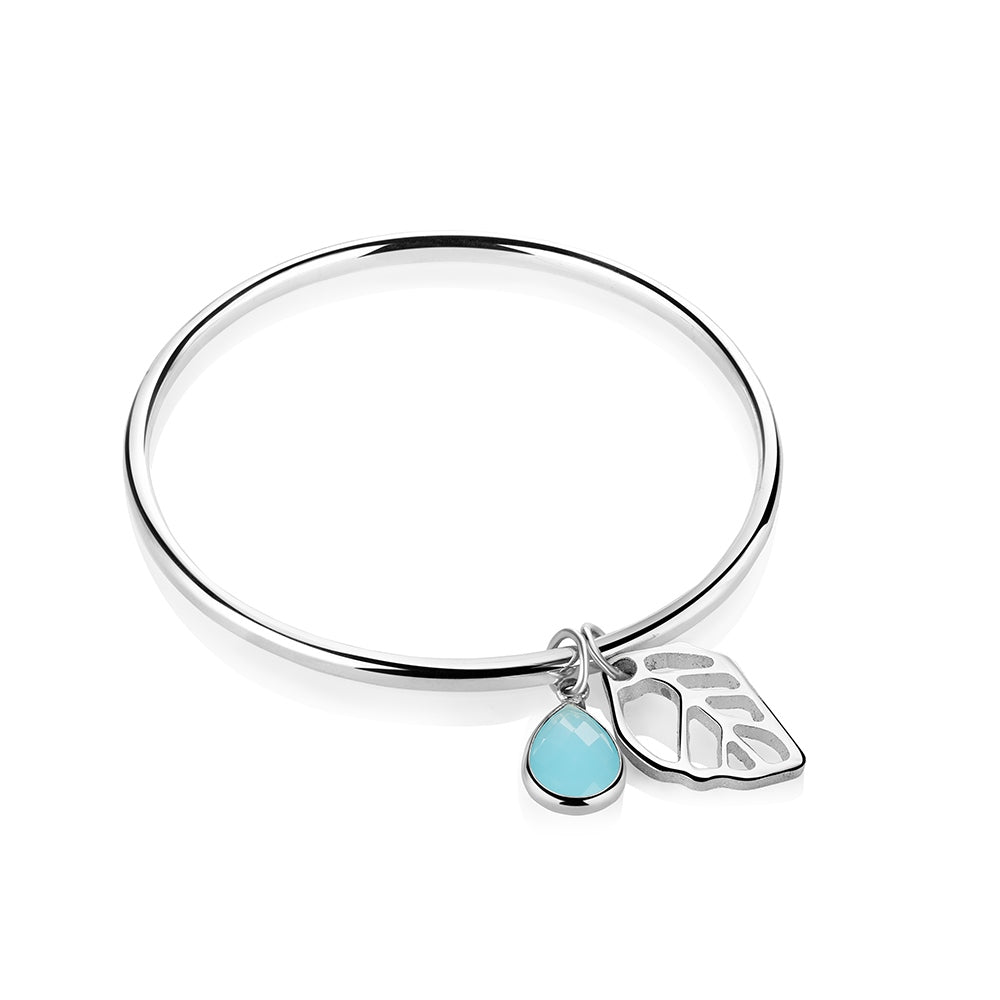 Newbridge Jewellery Leaf Bangle With Blue Stone