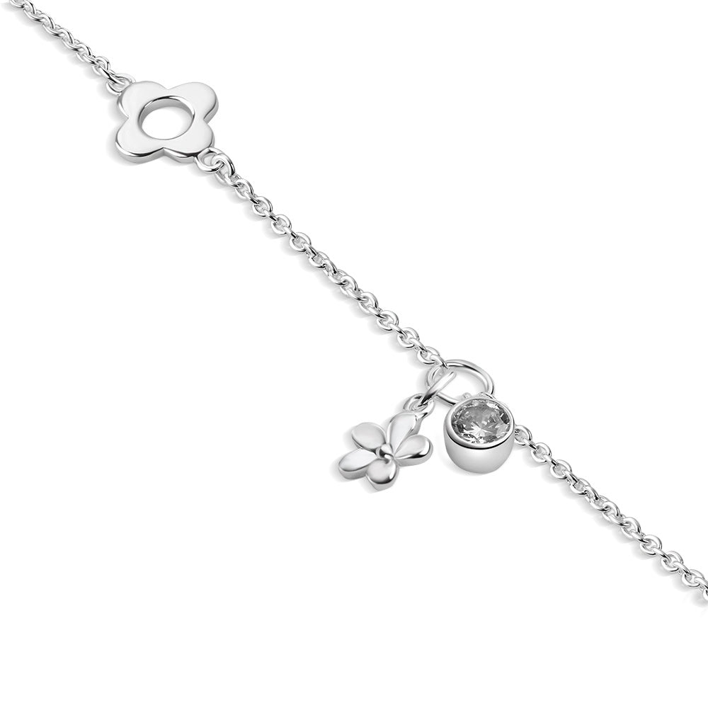 Newbridge Silverware Flower Clear Stone Bracelet