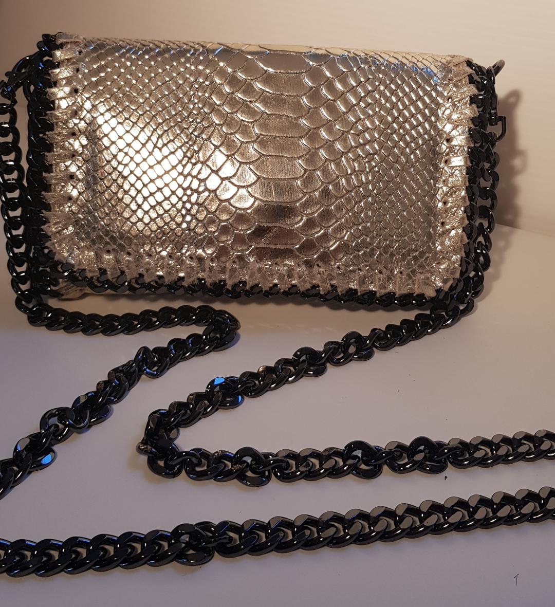 Tempest Croc Leather Gold Bag