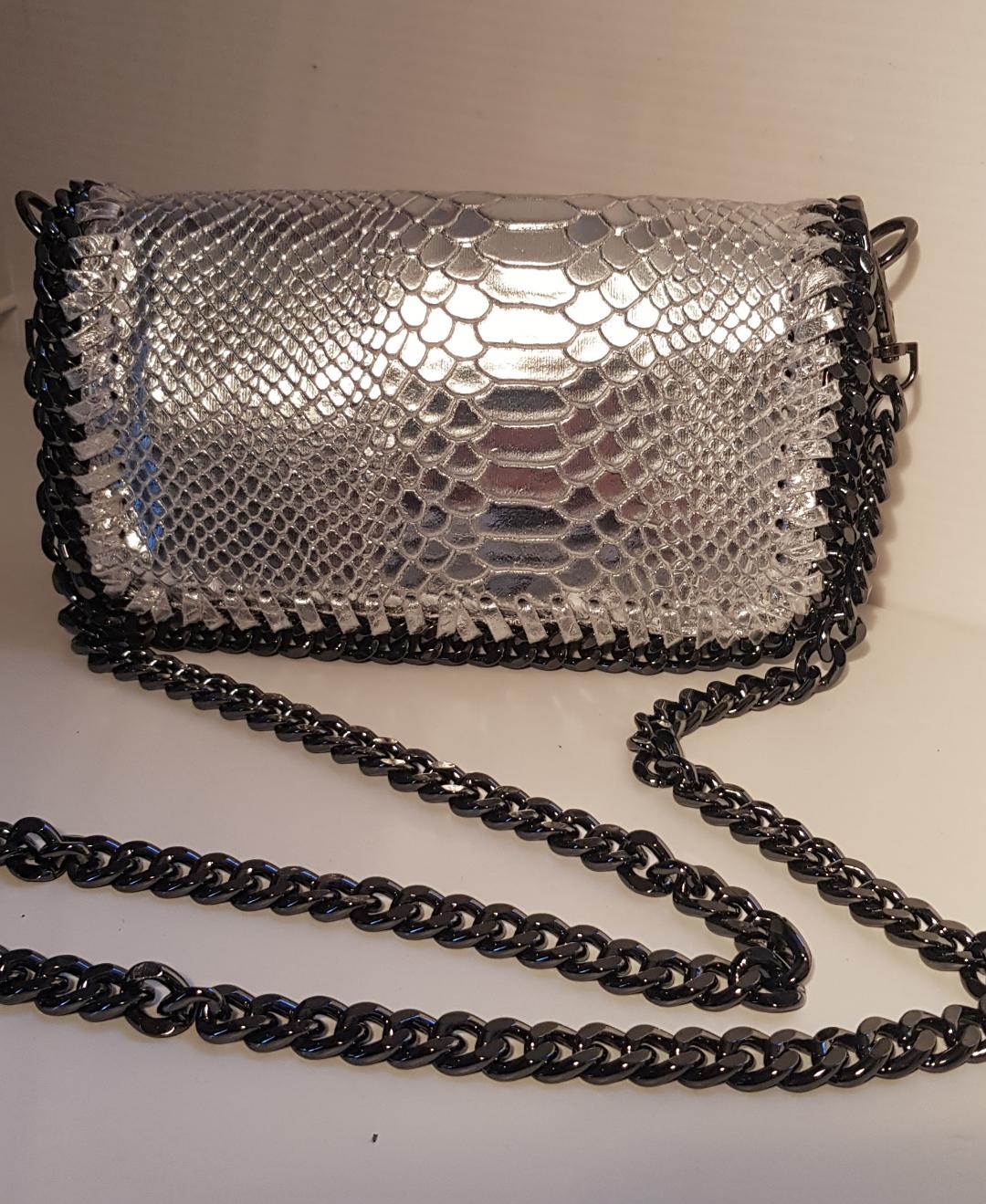 Tempest Croc Leather Silver Bag