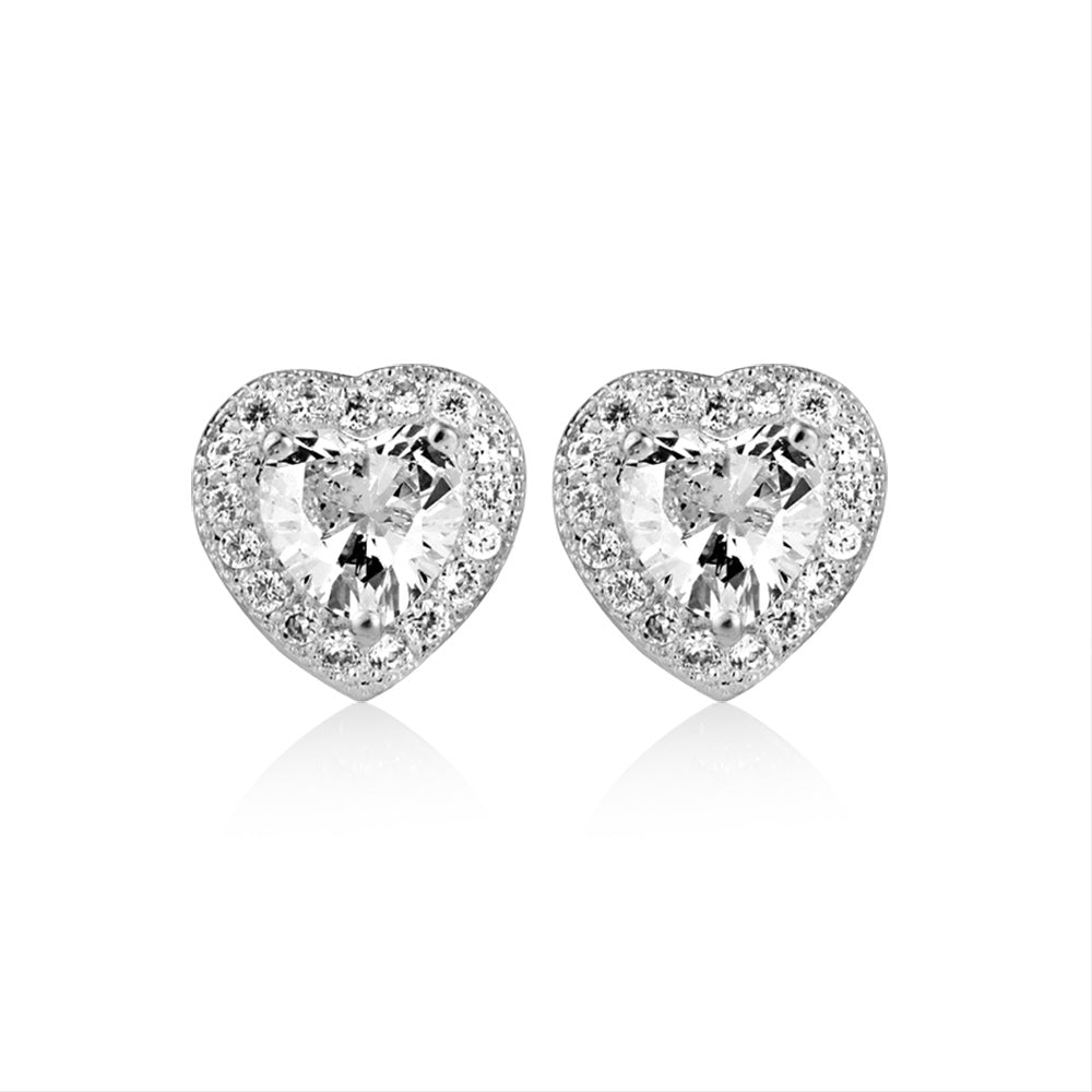 Newbridge Silverware Clear Stone Heart Earring